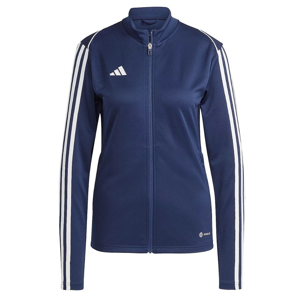 Adidas Womens Aeroready Slim Fit Track Jacket Navy Blue White Stripes Size Large